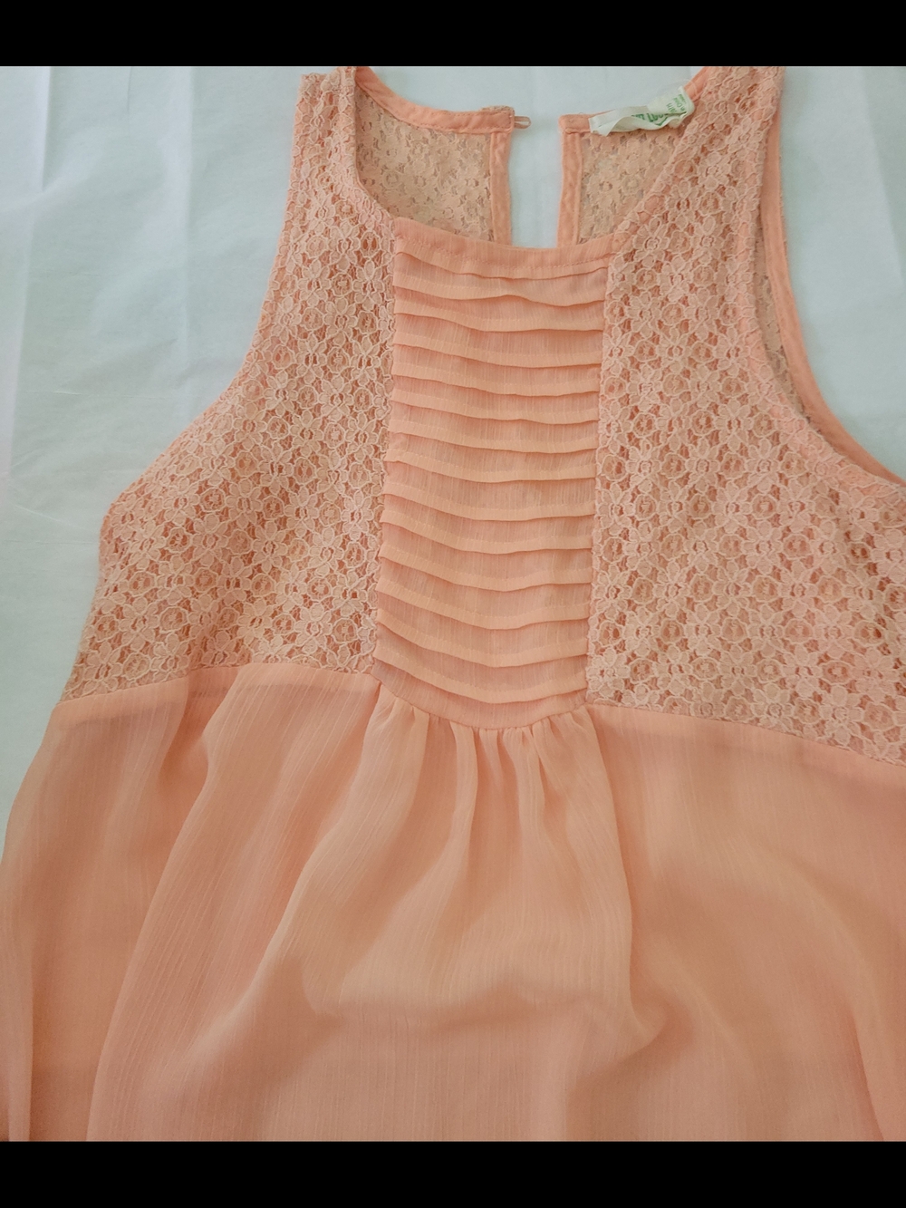 Sleeveless Lace Panel Peach Women's Top